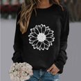 thumbnail image 2 of HKEJIAOI Chandail Graphique Tournesol Femme Manches Longues T-Shirt Décontracté Col Rond chandail Ample, b-Noir G, 2 of 4
