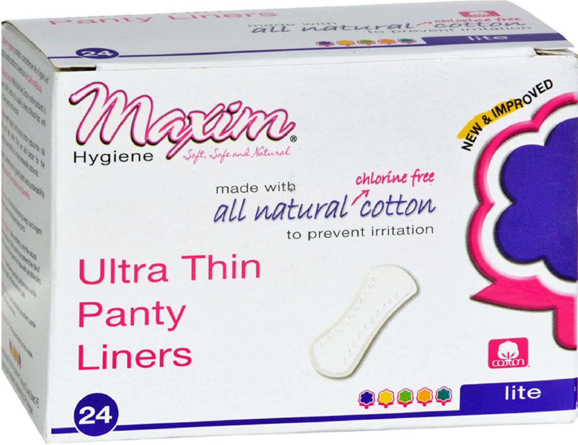 4 Pack Maxim Natural Cotton Ultra Thin Panty Liners, Lite, Unscented