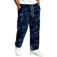 thumbnail image 3 of GrmtClth Cargo Pants for Men Retro Tree Camo Print Baggy Wide Leg Stretch Drawstring Waist Outdoor Casual Pants Navy S, 3 of 8