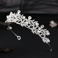 thumbnail image 3 of Zhuge Tiara de boda para novia, diadema de princesa, corona de novia, joyería para el cabello con diamantes de imitación de cristal, decoración para novia, cumpleaños, graduación, boda (plateada), 3 of 5