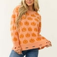 thumbnail image 5 of NMMUED Halloween Sweaters, Womens Fall Clothing, Halloween Crewneck, Knit Sweater, Ghost Sweater, Womens Fall Tops, Orange L, 5 of 7