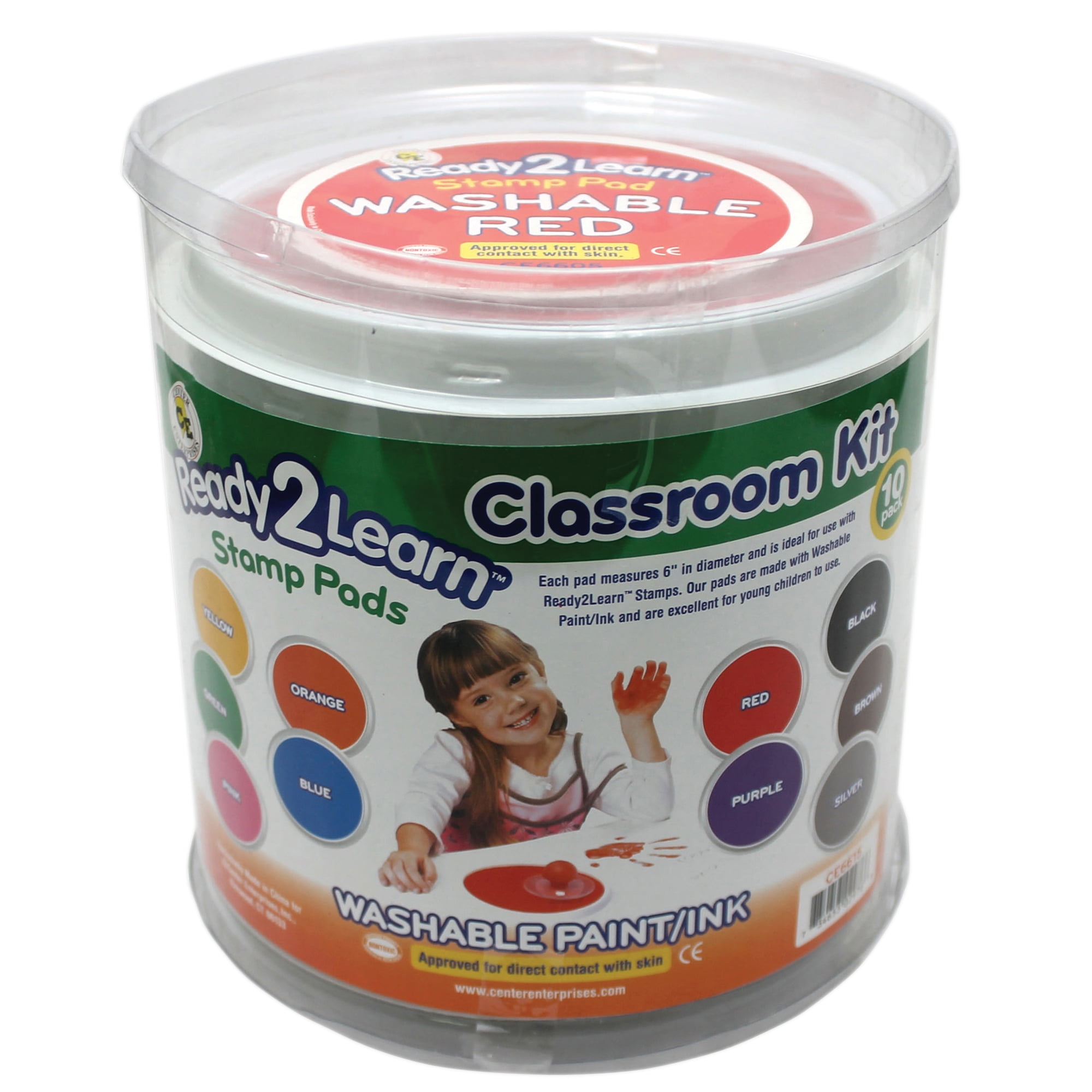 Jumbo Circular Washable Paint/Ink Pad, Classroom Kit, 10 Colors