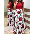 thumbnail image 3 of Estampado de flores color a juego vestido de manga larga falda larga ropa de mujer MABOTO Corta 2XL, 3 of 6