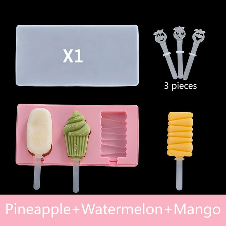 1pc 4-cavity Pineapple Ice Cream Mold, Silicone Jelly Ice Pop Popsicle  Cheese Stick Maker With Wooden Sticks, Diy Frozen Dessert Tools