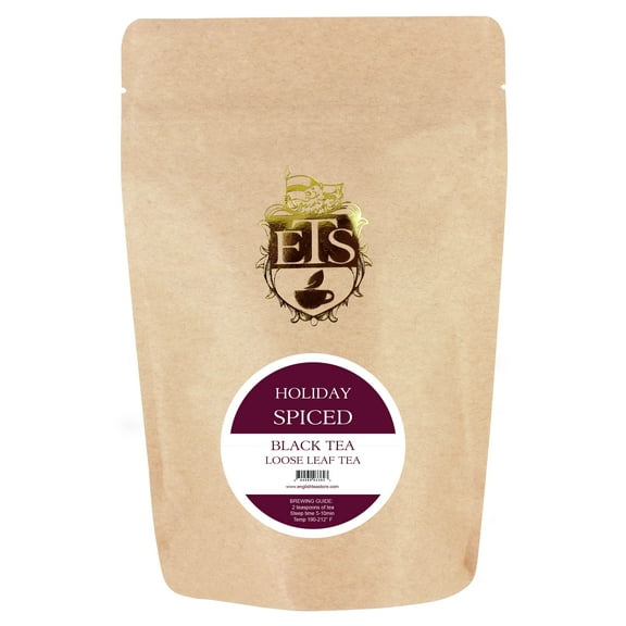 English Tea Store Holiday Spiced Flavored Black Tea - Loose Leaf Pouches - 16oz