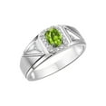 thumbnail image 6 of RYLOS Men's Rings 14K White Gold Classic 7X5MM Oval Gemstone & Diamond Ring Peridot August Birthstone Rings For Men Size 8, 6 of 7