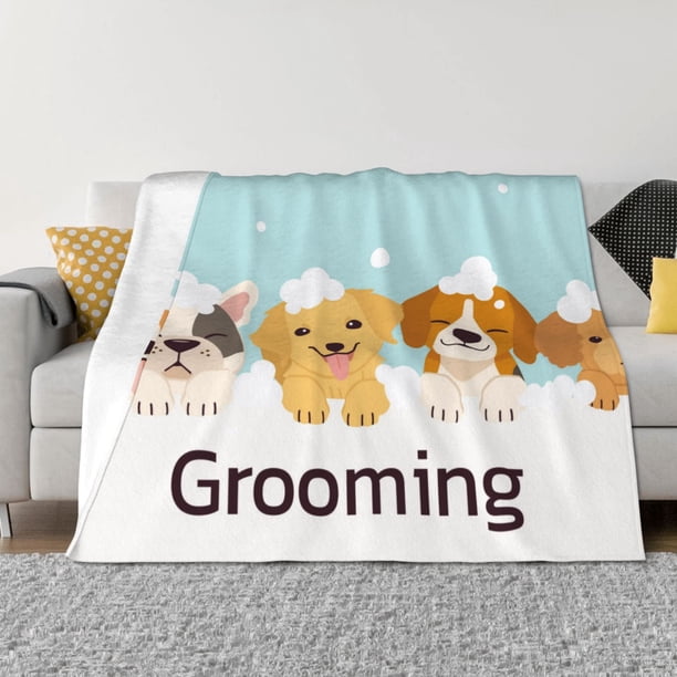 Balery Cute Dog In Bathtub1 Manta de Franela con Dibujo, Lujo Ultra Suave y Cálido, Antipelusa y Resistente a las Arrugas para Cama, Sofá, Camping -60"x50"