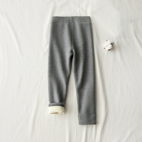 UQJfacai Girls Fleece Lined Leggings Elastic Waist Bottoms Pants Kids Cotton Soft Fall Winter Warm Strechy Athletic Yoga Pants 3-13 Years