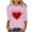 Pink, variant on Lmnyox Valentine's Tops for Women 3/4 Sleeve Crew Neck Holiday T Shirt Heart Graphic Valentine's Day Casual Tees