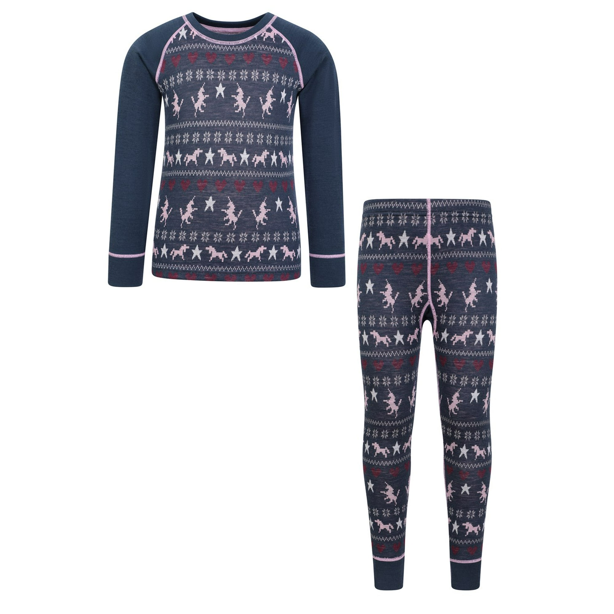 Mountain Warehouse Jacquard Kids Merino Wool Base Layer Set Unisex Quick Wicking Walmart