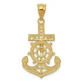 thumbnail image 4 of 14K Two-Tone Gold Charm Pendant Themed 30 mm 17 With Rhodium Diamond-Cut Mariners Cross, 4 of 4