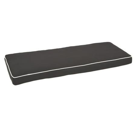 Sunbrella Brick - Humble and Haute Sawyer Sunbrella Canvas Black with Canvas Cording Indoor/ Outdoor Bench Cushion