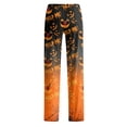 thumbnail image 5 of Zorvxlyn Halloween Womens Pajamas Pants Ghost Pumpkin Bat Print Pj Bottoms for Women Drawstring Elastic Waist Women's Lounge Pants, 5 of 6