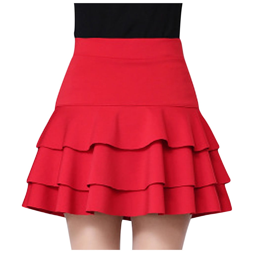 RYDCOT Ladys Elastic High Waist Safety Pants Skirt ThreeLayer Base