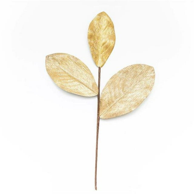 Metallic Gold Magnolia Leaves Pick