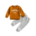 thumbnail image 2 of Aojekbee Toddler Pants Set Letter Pie Print Long Sleeve Round Neck Sweatshirt Drawstring Pockets Long Pants Outfits, 2 of 10
