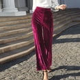 thumbnail image 5 of Sngxgn Woman Pants Women Casual Pants Solid Drawstring Elastic Waist Long Straight Pants(Red,M), 5 of 7