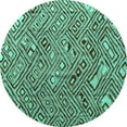 thumbnail image 1 of Ahgly Company Indoor Round Abstract Turquoise Blue Modern Area Rugs, 5' Round, 1 of 4