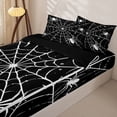 thumbnail image 3 of Homewish Spiderweb Graffiti Zipper Queen Comforter Set with Fitted Sheet and 2 Pillowcases for Kids, Star Spider Halloween Silhouette Zipper Bedding Set, Black Reversible, 4 Pieces, 3 of 6