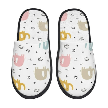 

Sikiie Little Elephant Fuzzy Slip-on Slippers Warm Cozy Soft Lightweight Memory Foam Indoor House ShoesMedium