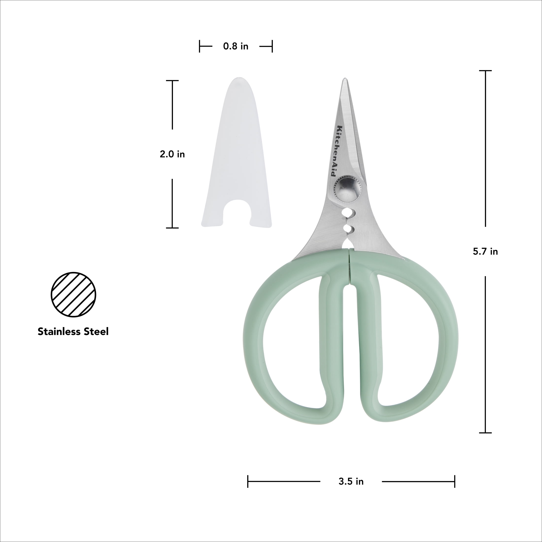 KitchenAid Japanese Steel 2-Piece Kitchen Scissors and Shears Set for Food and Herbs, Pistachio/Porcelain