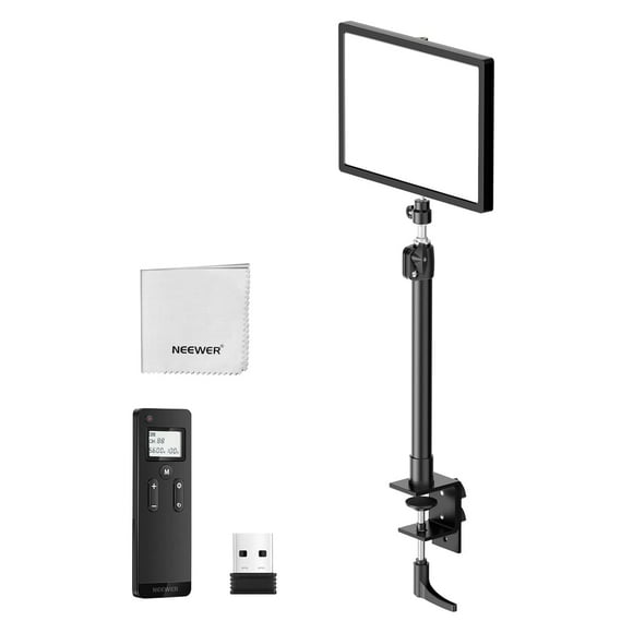 NEEWER Clé Lumineuse de Diffusion 25W 12,9 Pouces avec Support de Bureau/télécommande 2,4G/transmetteur USB, Contrôle par Application PC/Mac, Panneau Vidéo à Intensité Réglable avec Éclairage Bord Av