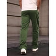 thumbnail image 3 of GrmtClth Men's Trousers Lightweight Solid Tone Side Double Line With Tag Drawstring Waist Casual Straight Leg Pants Streetwear Wear Army Green S, 3 of 4