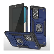 Xhy Samsung Galaxy A53 5G Case with Privacy Screen Protector Magnetic Ring Holder Kickstand Military Grade Full Body Double Layer Drop Protection Durable Detachable for Samsung A53 5G Phone - Blue