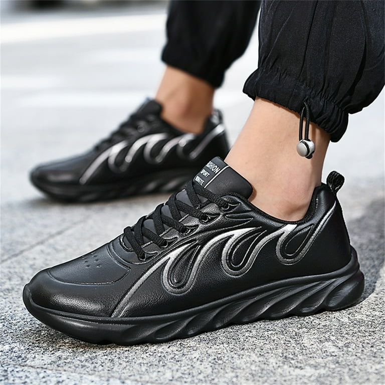 Aayomet Men Sneakers Wide Mens Fashion Leather Lace Up Casual Outdoor Walking Shoes Sports Running Shoes Gray 9