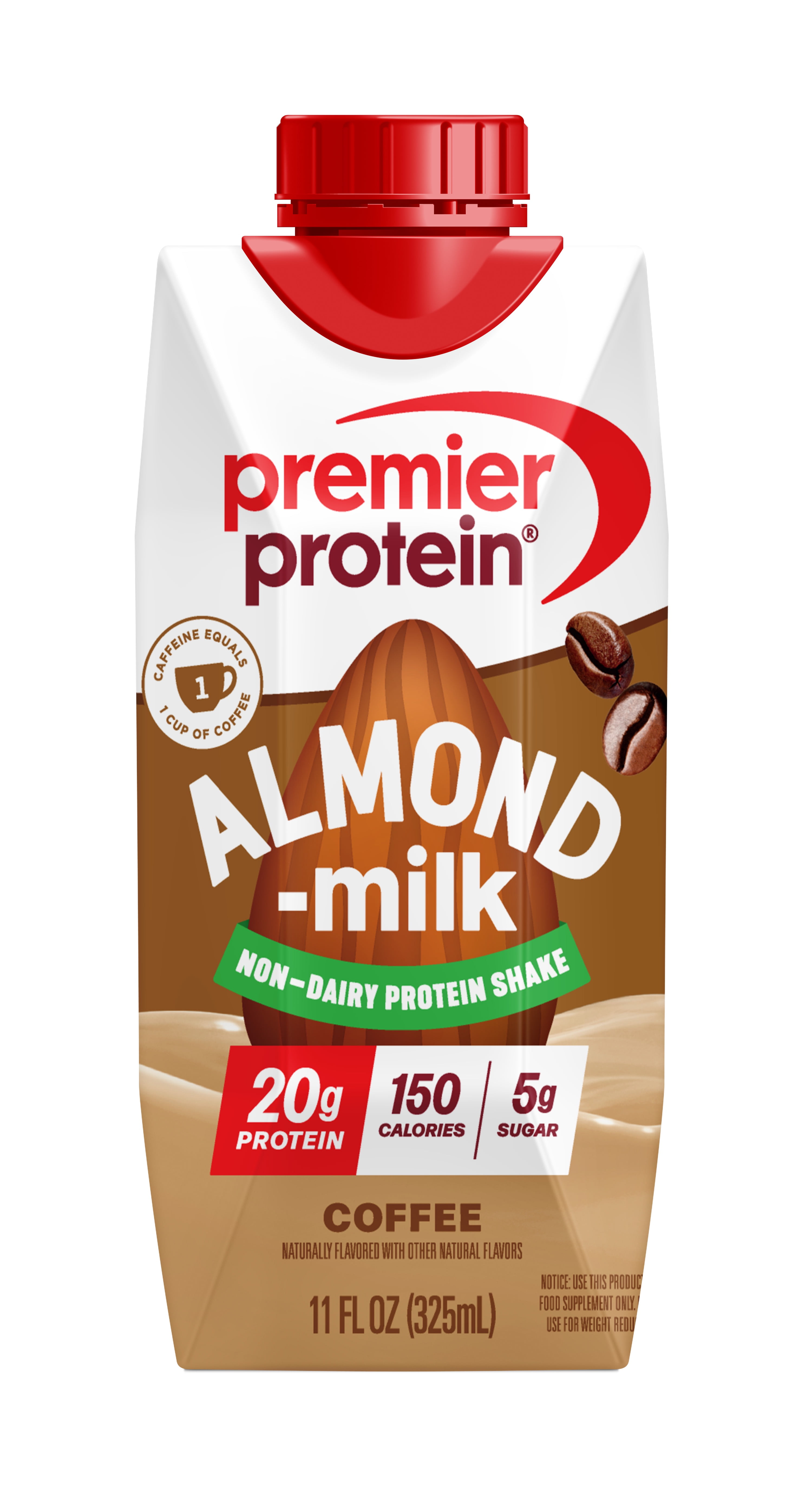 Premier Protein Almond Milk Shake, Coffee, 20g Protein, 11 Fl Oz, 4 Ct