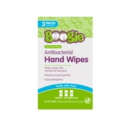Boogie Hands Antibacterial Hand Wipes for Kids, 3 Resealable Packs (60 Total Wipes)