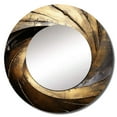 thumbnail image 2 of Designart "Timeless Turn In Gold And Black" Abstract Spirals Rund Mirror For Wall Decor - Large Gold Round Printed Mirror -Modern Round Living Room Mirror - 29" x 29", 2 of 6