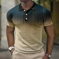 thumbnail image 2 of Afuyipoi Men's Geometric Print Button Shirt,Relaxed Fit Side Vents Abstract Casual T-Shirts Khaki 3XL, 2 of 5