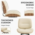 thumbnail image 5 of MYFUNT Bar Stools Set of 2, Mid-Century Modern 26" Counter Height Barstools with Walnut Back & Footrest, Upholstered PU Leather Bar Chairs Island Stools for Kitchen Counter, Beige, 5 of 7