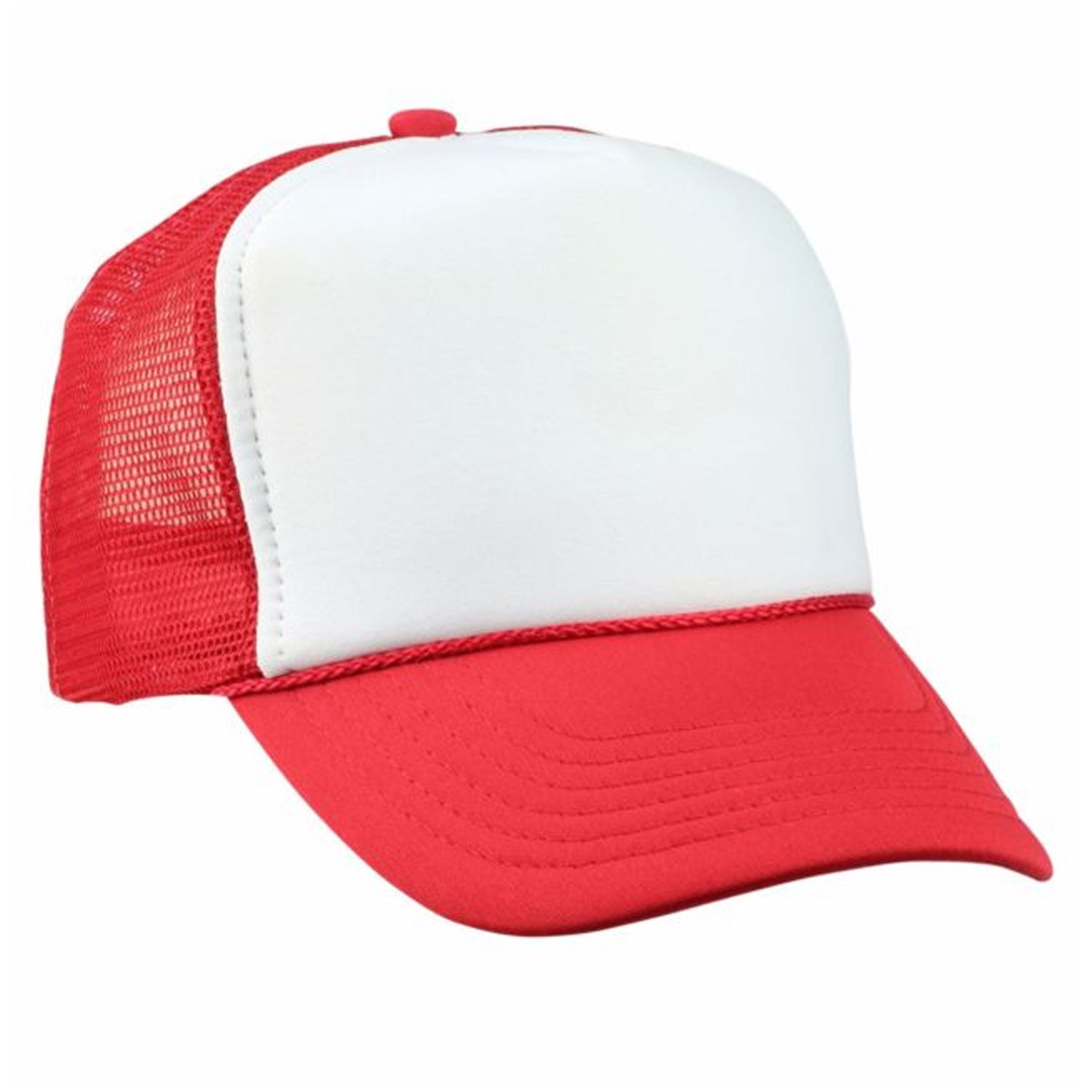 Trucker Hat Mesh Back Snap Back Polyester/Nylon Youth - Red / White ...