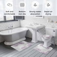 thumbnail image 5 of Purple White Bath Mat 3 Piece Bathroom Rug Set, Abstract Grey Chrysanthemum Flower Floral Non Slip Bath Rug Contour Mat and Toilet Lid Cover, Absorbent Shower Mats Soft Bath Rugs and Mats Sets, 5 of 8