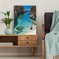 thumbnail image 5 of Lampedusa Italy Rabbit Beach Watercolor Canvas Print, Coastal Vacation Wall Art & Home Decor, 5 of 8