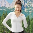 thumbnail image 3 of Chaqueta de traje de Yoga para mujer, cárdigan con cremallera, con capucha, para correr, deportes, Fitness, chaqueta, Top, camisas de manga larga, 3 of 5