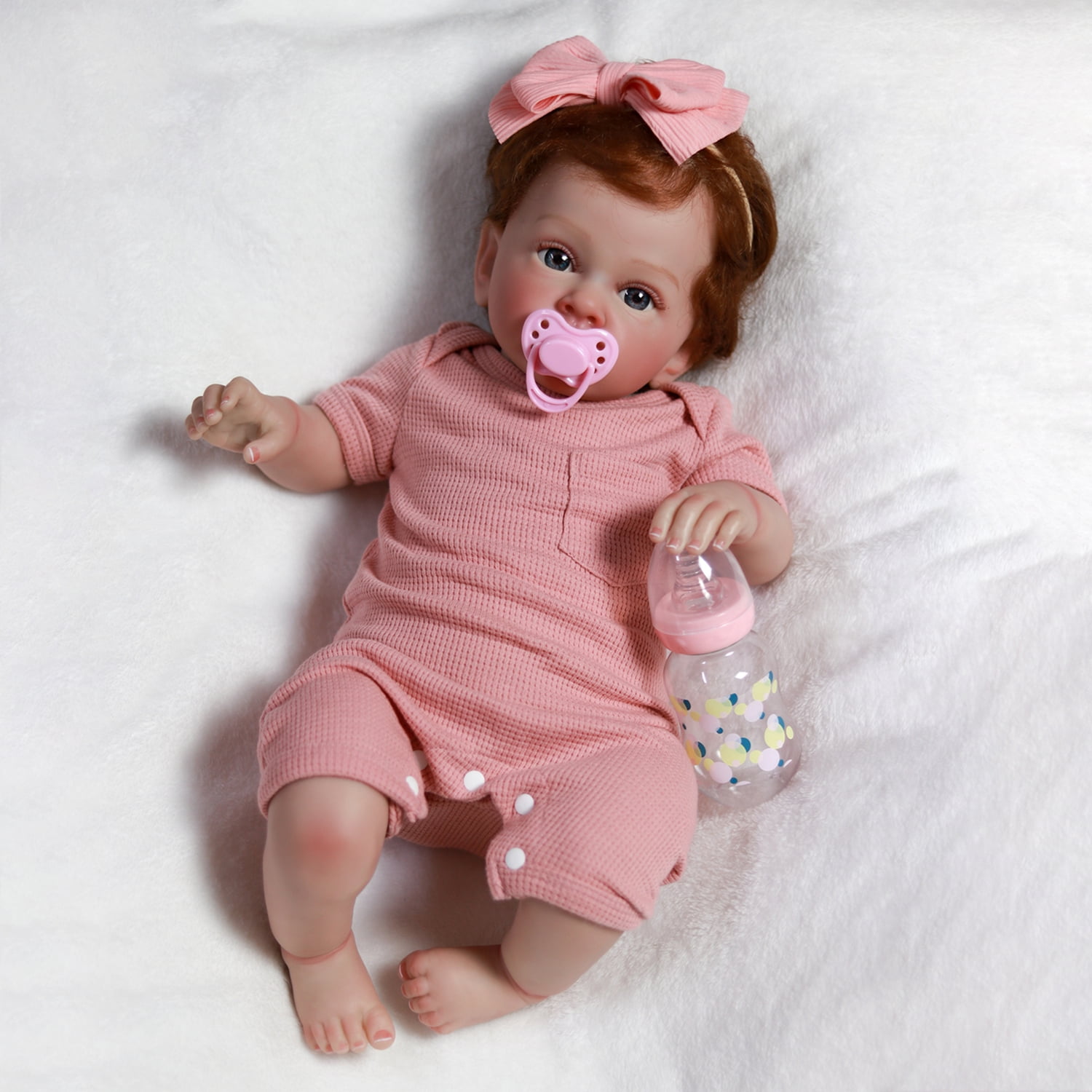 PYD 22in Realistic Reborn Baby Dolls Girl  Soft Cloth BodyHandmade Lifelike Adorable Newborn Girl Gift