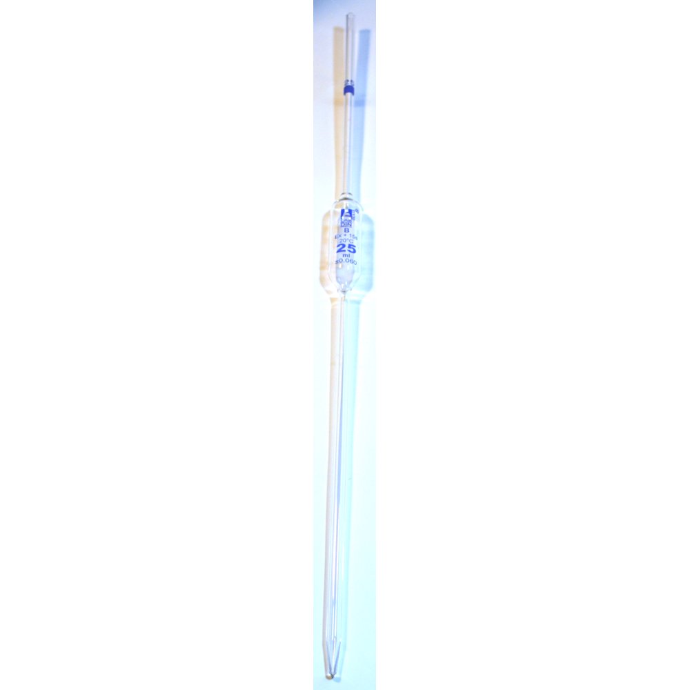 Pipette, Bulb Form, 25ml Class B Tolerance 0.060 ml Color Code