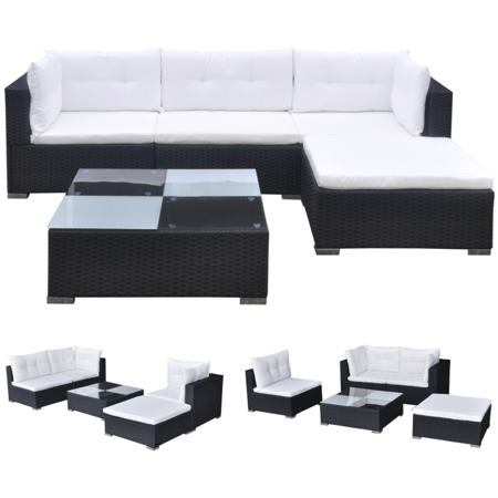 Vidaxl 14 Piece Garden Sofa Set Black Poly Rattan