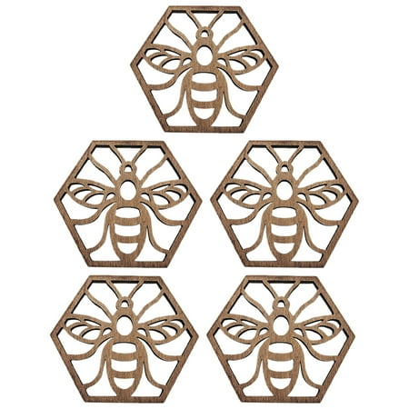 

5Pcs Wooden Coasters Tableware Mats Dining Coasters Hanging Handicraft