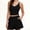 Black, variant on Women's Ribbed 2-Piece Lounge Set, V-Neck Crop Tank Top & High Waist Shorts Matching Outfit, Soft Stretch Breathable Loungewear for Sleep & Daily Wear