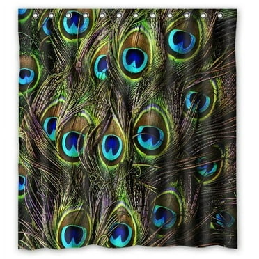 MOHome product Animal series Colorful peacock feather Shower Curtain Waterproof Polyester Fabric Shower Curtain Size 66x72 inches