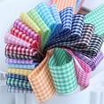thumbnail image 2 of 6mm Wide Lattice Plaid Ribbons Bow Ribbon Gift Wrapping Polyester Ribbon Handmade DIY Accessories,50 Yards Color 21, 2 of 5