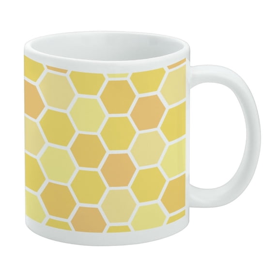 Yellow Honeycomb Pattern White Mug