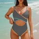 thumbnail image 1 of Traje de baño de bikini de verano para mujer, de color liso, con cojín en el pecho y sin soporte de acero, sin espalda, con tirantes, de nailon., 1 of 5