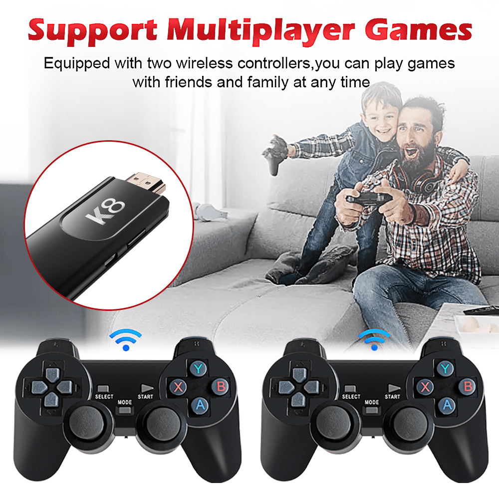 Salange K8 2.4G Wireless Controllers External Retro Game Stick. 64G, Black