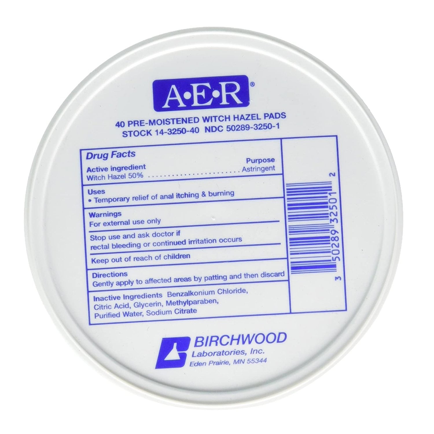 A-E-R Pre-Moistened Witch Hazel Anal Itching & Burning Relief Pads, 40 Ct, 5 Pack