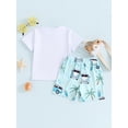 thumbnail image 5 of Toddler Boy Shorts Outfit Letter Print Short Sleeve T-Shirt with TreeCar Print Shorts for Summer, 5 of 10